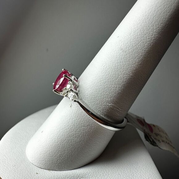 925 Purple Stone Ring NWT 1.18cts Genuine Madagascar Ruby with .20ctw accent diamonds in 14k WG ring!